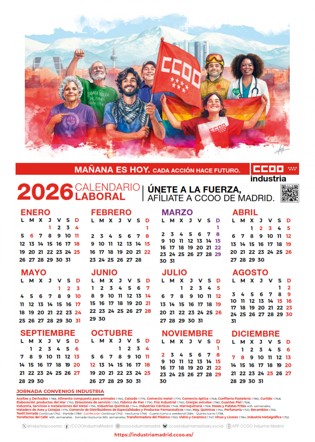 Calendario Laboral 2026 CCOO Industria Madrid