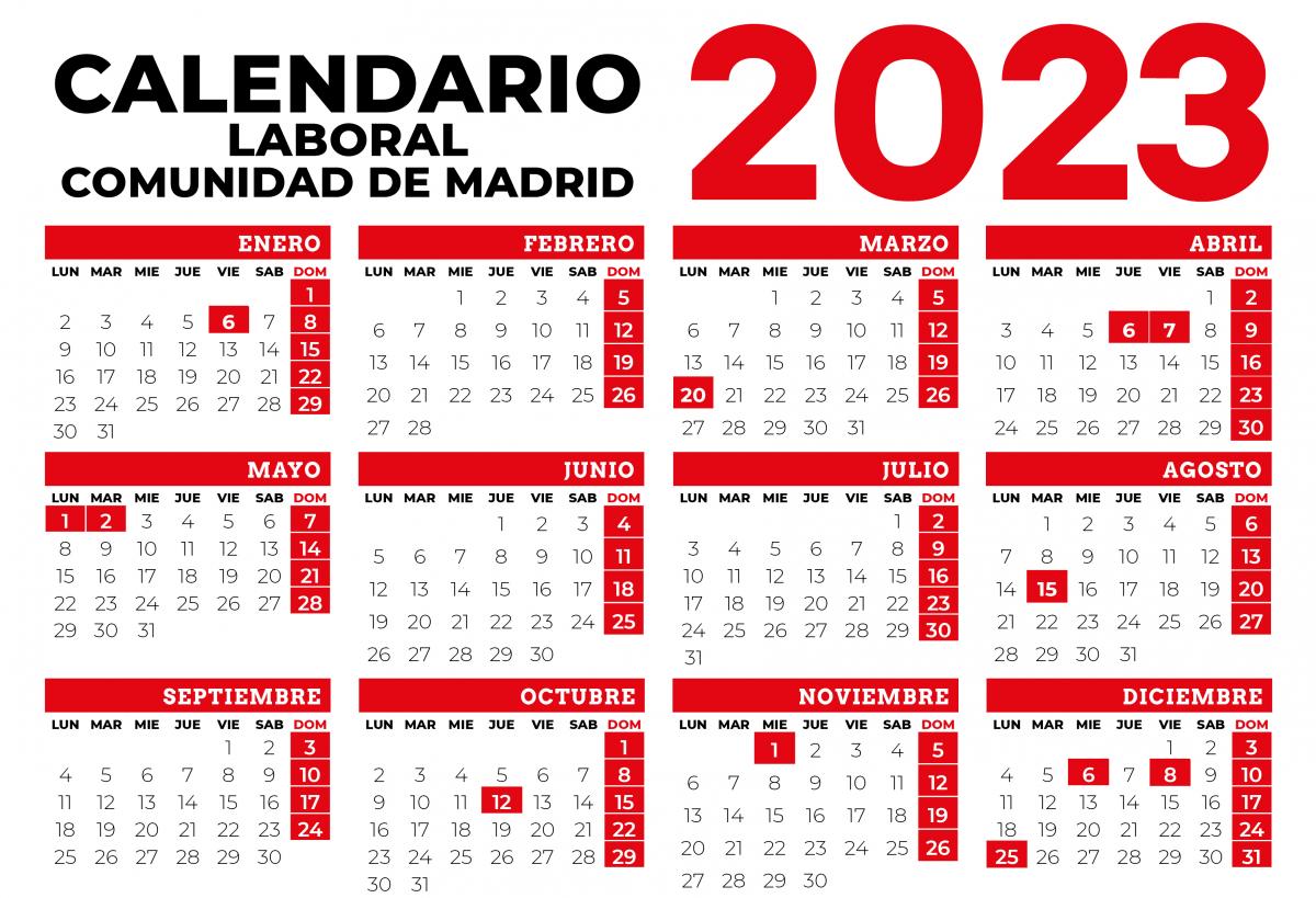 Calendario Laboral 2023 de la Comunidad de Madrid