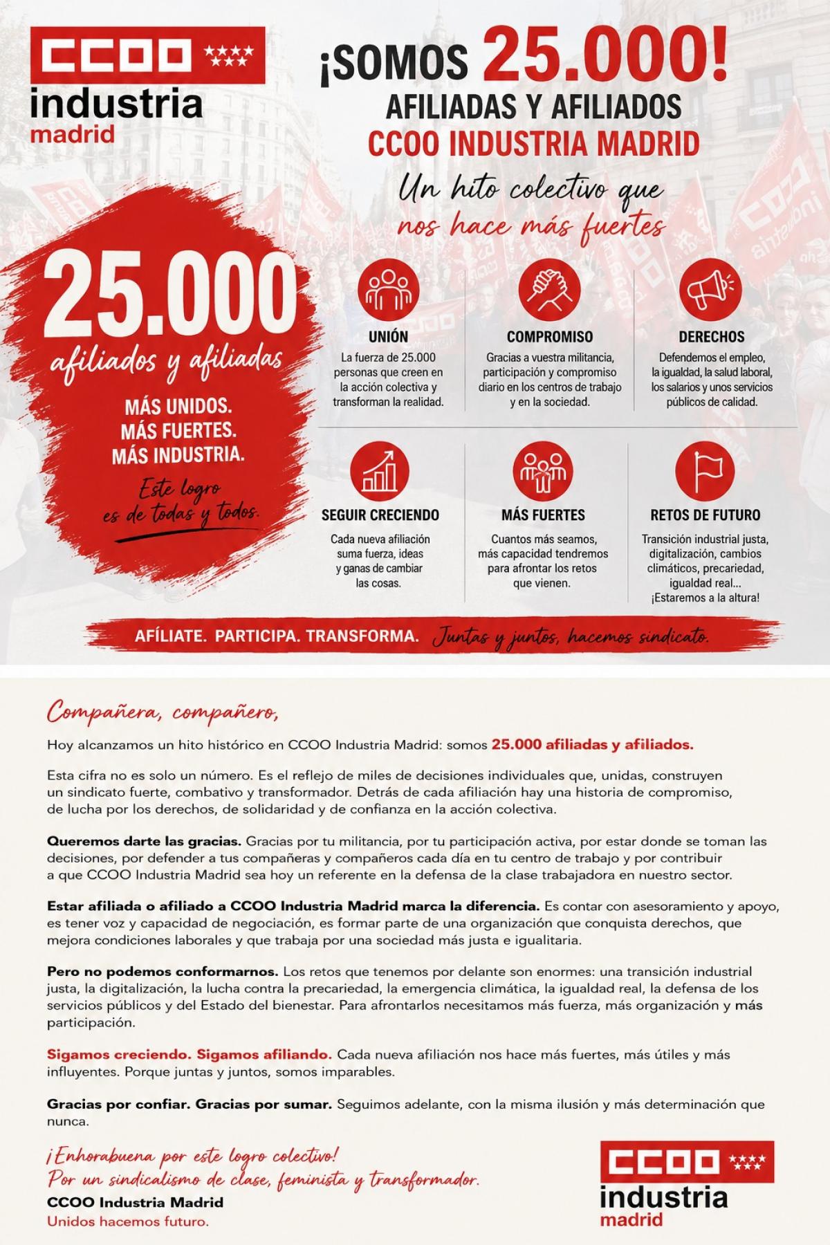 CCOO FIM 25000 Afiliados 30 de junio 2026